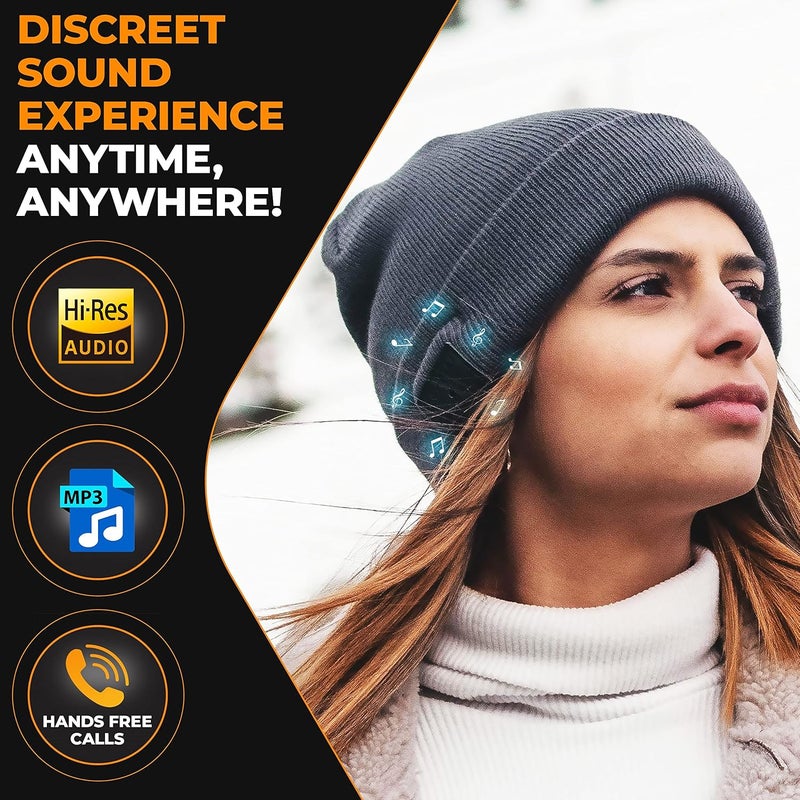 Foxelli Bluetooth Beanie Hat – 15-Hour Battery, Built-in Mic, Fully Washable, Perfect Tech Gift for Men & Women - Image 2